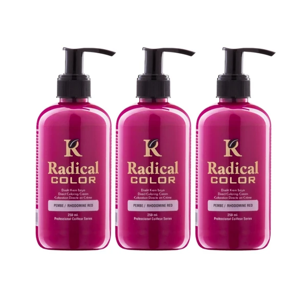Radical Color NEW 25/Pink Amonyaksız Su Bazlı Saç Boyası 250 ML 3 Adet Pembe