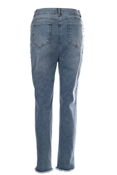 Seleste Taş Detaylı Midi Jean Pantolon - Günlük Şıklık - Resim 7