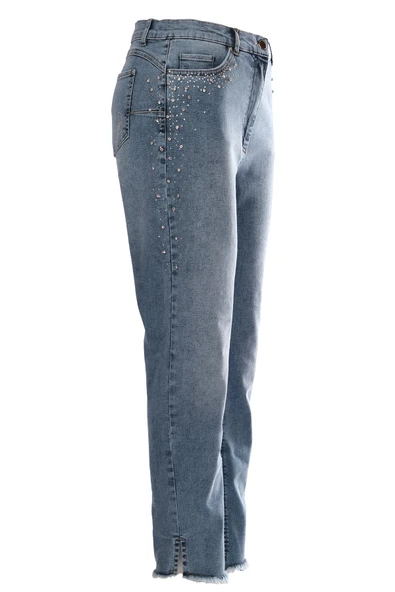 Seleste Taş Detaylı Midi Jean Pantolon - Günlük Şıklık - Resim 5