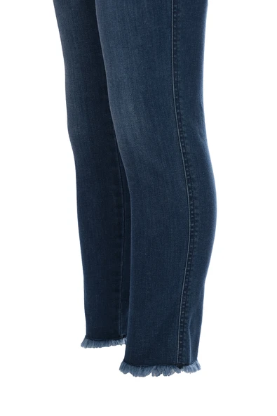 Seleste Minimalist Nakışlı Yüksek Bel Dar Paça Kadın Jean Pantolon - Resim 4