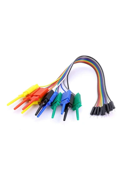 ROBİZ 10lu Dupont Kablolu Kanca Lojik Analizör Prob Mini Test Kancası Lehimsiz Tutucu Yakalayıcı Klips