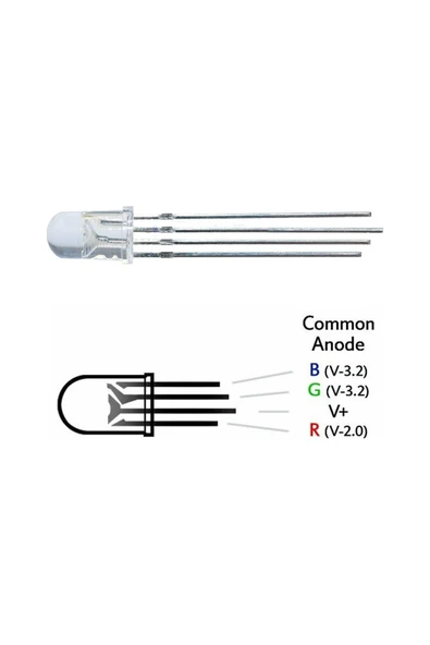 gözeler 5mm Rgb Led Ortak Anot 4 Pin Multicolor Diyot Işık Lamba Light - Resim 7