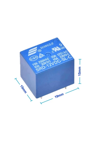 SONGLE 250v 10a Srd-12vdc-sl-c 12v Dc Röle 5 Pin Pcb Montaj Tip 220v No Nc Güç Rölesi