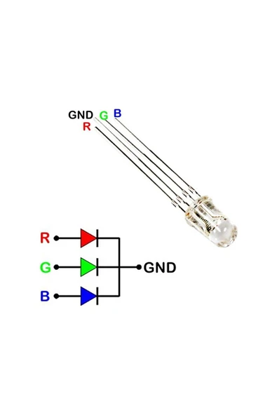 gözeler 5mm Rgb Led Ortak Anot 4 Pin Multicolor Diyot Işık Lamba Light - Resim 3