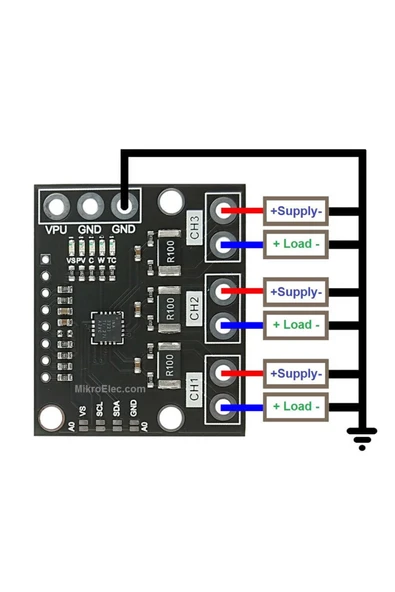 ROBAL 3 Kanal Ina3221 Voltaj Akım Güç Izleme Sesör Modülü 26v 100a Iıc Haberleşme Yüksek Hassasiyet ürün görseli