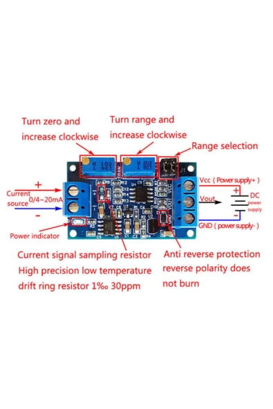 Roboyol Store 4-20ma To 0 -3.3v - 0-5v 0 -10v Modül - Akım Voltaj Çevirici - Resim 7