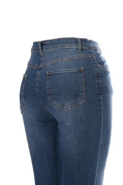 Seleste Minimalist Taş Detaylı Dar Paça Crop Jean Pantolon - Günlük & Şık - 6