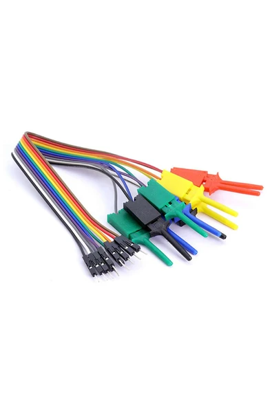 ROBİZ 10lu Dupont Kablolu Kanca Lojik Analizör Prob Mini Test Kancası Lehimsiz Tutucu Yakalayıcı Klips - 2