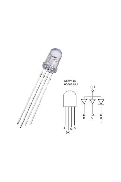 gözeler 5mm Rgb Led Ortak Anot 4 Pin Multicolor Diyot Işık Lamba Light ürün görseli