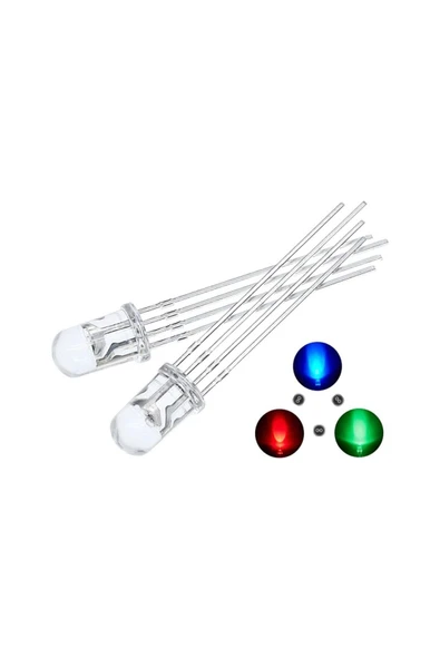 gözeler 5mm Rgb Led Ortak Anot 4 Pin Multicolor Diyot Işık Lamba Light - Resim 5