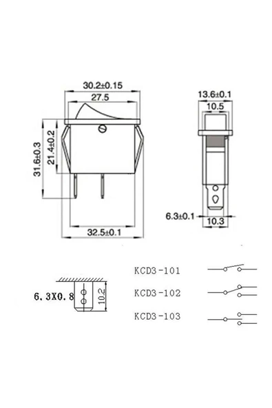 ROBİZ 15A 250V On / Off 2 Pin Anahtar İnce Latch Tip Buton Yüksek Akım Kcd3-101 Switch Panel Montaj Kutu - Resim 8
