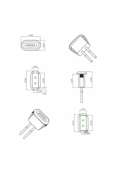 ROBİZ Type C Panel Montaj Dişi Soket 2 Pin 10cm Kablolu Beyaz Uzatma Konnektör Araba Kamera Oyuncak - 8