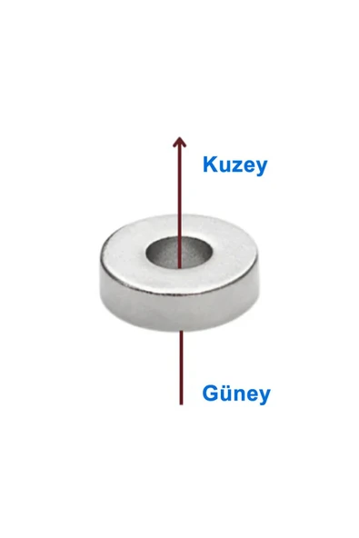 ROBİZ 4 Adet 10mm x 3mm Yuvarlak 3mm Havşa Delikli Mıknatıs Disk Neodyum Buzdolabı Ofis Yazı Not Tahtası - 5