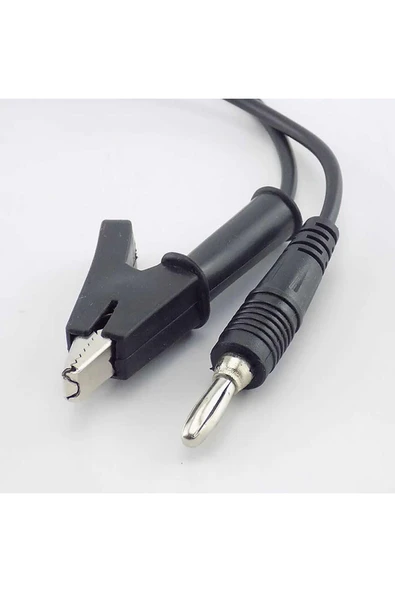 ROBİZ 12A Krokodil Banana Siyah Kablo 1 Metre Yüksek Akım Probu Multimetre Güç Kaynağı Test Araba Akü - Resim 2