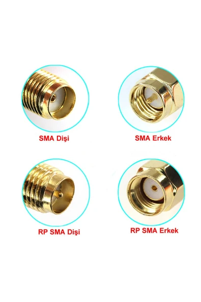 ROBİZ Sma Erkek To Rp Sma Dişi Adaptör Soket Altın Kaplama Soket 0-6ghz Rf Wi-fi Anten Fpv Lora Helium - 8