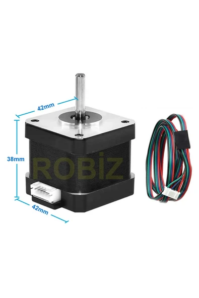 ROBİZ Nema 17 Step Motor 1.5a 0.4nm D Mil 2 Faz 1.5a 1.8 Derece 200 Adım 3d Yazıcı Printer - Resim 2