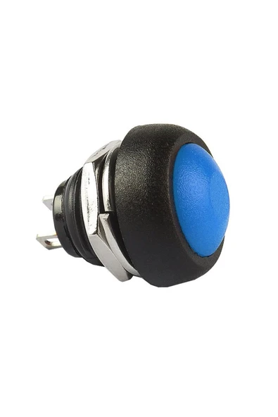 ROBİZ 12mm PBS-33B 2 Pin Push Buton Mavi ON OFF 1A 250V Mini Yuvarlak Su Geçirmez Anahtar - 6