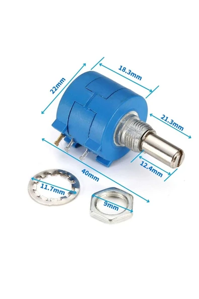ROBİZ 3590s-2-103l 10kohm 10 Tur Potansiyometre Panel Montaj Hassas 360 Derece Döner Mil Ayarlanabilir - Resim 8