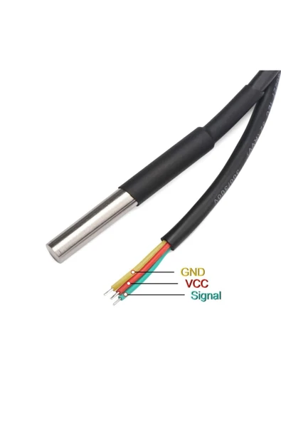 ARS Robotechnicals Ds18b20 5 Metre Kablolu Sensör Su Geçirmez Isı Sıcaklık Dijital - Resim 3