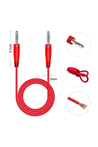 ROBİZ 8A Banana Banana Kablo Çifti 1 Metre Yüksek Akım Probu Multimetre Güç Kaynağı Test Ölçme Kablosu - Resim 8