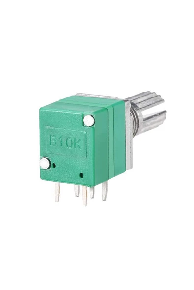 ROBİZ 5 Pin 10kohm Potansiyometre B10K Anahtarlı Pot Tırtıklı 15mm Döner Ayarlanabilir Direnç Ses - 6