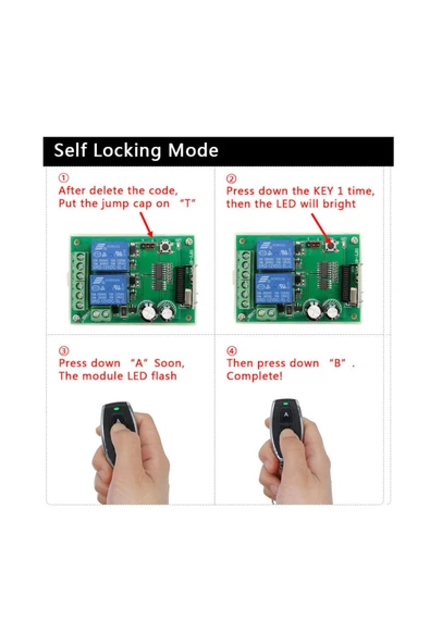 ROBİZ 433mhz Rf 2 Kanal Röle Modül Dc12v Kablosuz Motor Pompa Fan Lamba Perde Akıllı Ev Garaj Bariyer Kapı - Resim 7