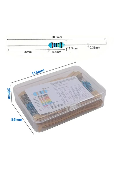 ROBİZ Kutulu 600 Parça Direnç Seti  10ohm / 1Mohm 30 Farklı Tip 20şer Adet Metal Film Dip Direnç 1% 1/4W - Resim 4
