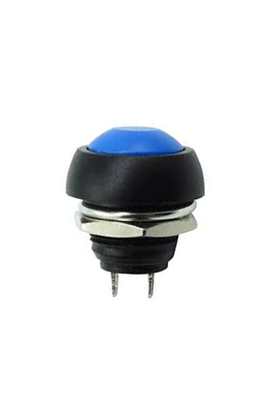 ROBİZ 12mm PBS-33B 2 Pin Push Buton Mavi ON OFF 1A 250V Mini Yuvarlak Su Geçirmez Anahtar - 1