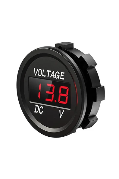 ROBİZ Su Geçirmez Dc 6V / 48V Voltmetre Yuvarlak Panel Tip Montajlanabilir Dijital Kırmızı Renk Led ürün görseli