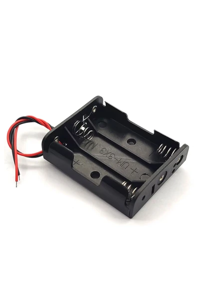 ROBİZ 3lü AAA Pil Kutusu Yuvası İnce Küçük Tip 3 Tane 1.5V Pil DC 4.5V Plastik Pil Tutucu 14cm Kablo - 4