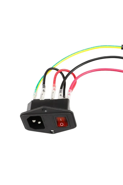 ROBİZ Kablolu 220V Erkek Power Soketi Sigorta Yuvalı ve Işıklı Açma Kapama Anahtarlı Kulaklıklı Montaj Tip - Resim 5