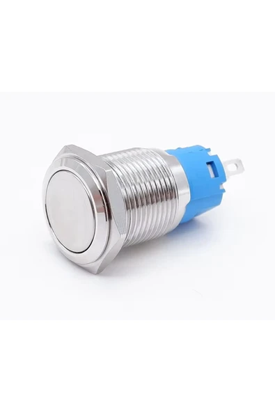 ROBİZ 16mm Metal Panel Montaj Düz Kafa Latch Buton NO NC  DC 6A 12V AC 3A 250V IP67 Su Geçirmez Düğme