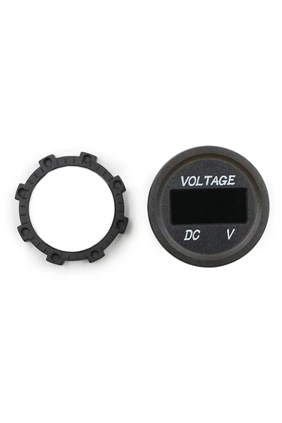 ROBİZ Su Geçirmez Dc 6V / 48V Voltmetre Yuvarlak Panel Tip Montajlanabilir Dijital Kırmızı Renk Led - Resim 3