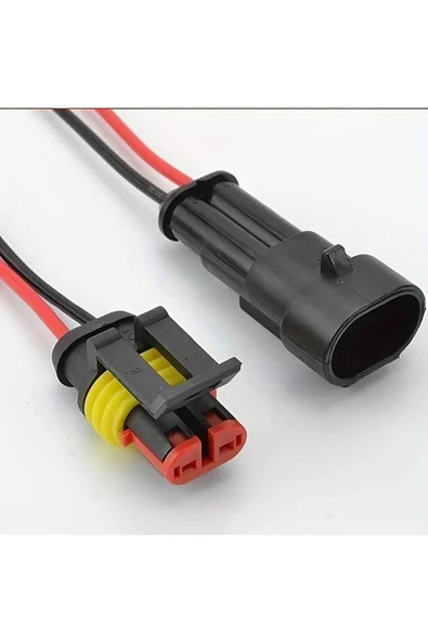 ROBİZ 2 Pin Kablolu Su Geçirmez Konnektör Çift IP65 200mm Kilitli Erkek Dişi Kolay Bağlantı Soketi - Resim 4