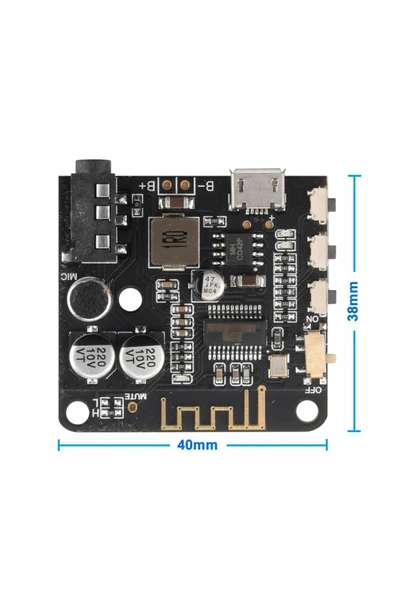 ROBİZ Bluetooth 5 Pro Kablosuz Ses Çalma Modülü Mikrofon Giriş Stereo Müzik Mp3 3.7V Lityum Pil Batarya