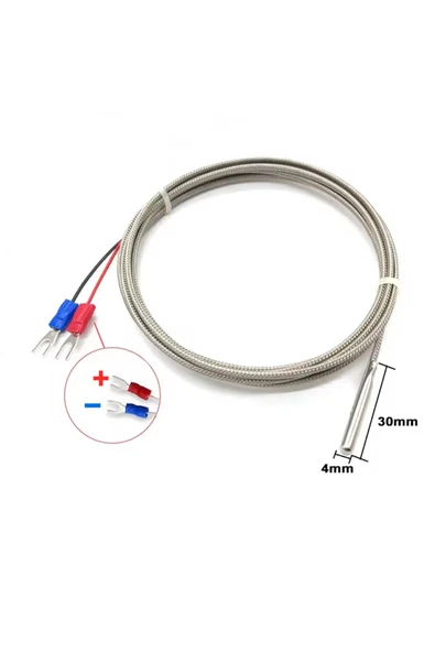 ROBİZ K Type Thermocouple 1 Metre Silindir Tip Başlık Sıcaklık Isı Sensörü 0C / 800C Paslanmaz Çelik Prob - Resim 8