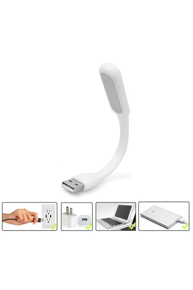 ROBİZ Usb Led Lamba 15cm Beyaz Renk Işık Portatif Taşınabilir Gece Lambası Masa Aydınlatma - Resim 5