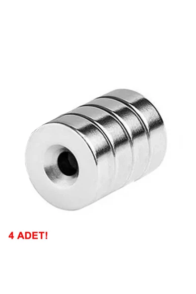 ROBİZ 4 Adet 10mm x 3mm Yuvarlak 3mm Havşa Delikli Mıknatıs Disk Neodyum Buzdolabı Ofis Yazı Not Tahtası - 6