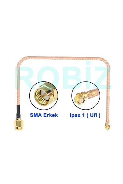 ROBİZ 15cm Sma Erkek Ipex1 Mhf1 RF Bağlantı Kablosu Altın Kaplama Soket Konnektör Koaksiyel Kablo UFL