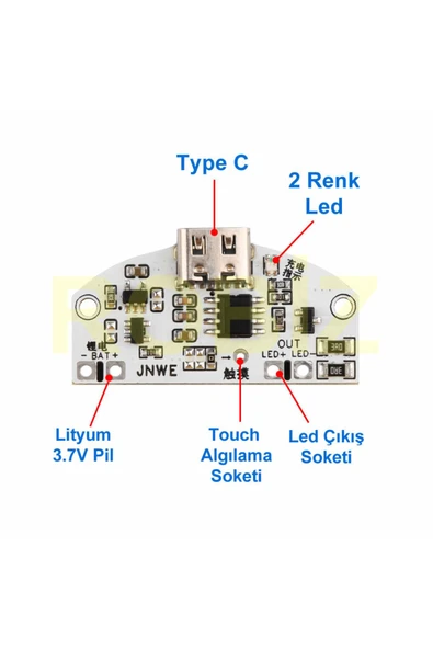 Alkatronik Type C Usb Besleme Dokunmatik Led Dimmer Modül 3.7V Lion Lityum Pil Şarj 3W Parlaklık Kontrol Anaht ürün görseli