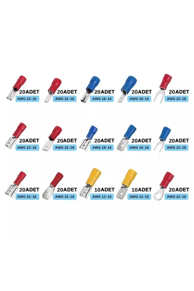 ROBİZ 280 Parça Izoleli Kablo Ucu Seti Kutulu Kürek Halka Çatal Yalıtımlı Elektrik Teli Konnektörü - Resim 3