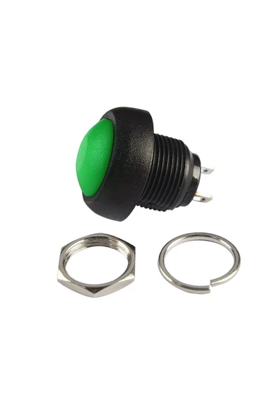 ROBİZ 12mm PBS-33B 2 Pin Push Buton Yeşil ON OFF 1A 250V Mini Yuvarlak Su Geçirmez Anahtar Momentary - Resim 4