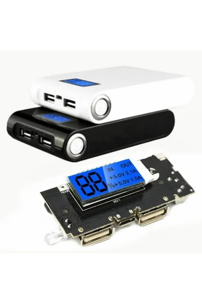 ROBİZ Powerbank Devresi Lcd Ekranlı 5V 1A Dual Usb Çıkış  Micro Usb Giriş Lityum Lion 18650 Pil Şarj Mobil - Resim 5