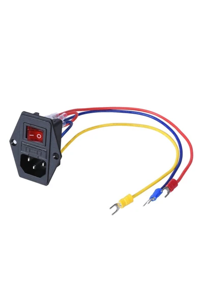 ROBİZ Kablolu 220V Erkek Power Soketi Sigorta Yuvalı ve Işıklı Açma Kapama Anahtarlı Kulaklıklı Montaj Tip - Resim 6