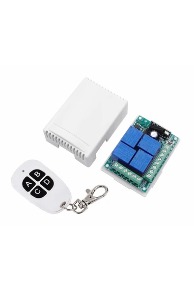Alkatronik 433MHz RF 4 Kanal Röle Modül DC 12V 4 Buton Kumanda Kablosuz Motor Pompa Fan Lamba Perde Akıllı Ev