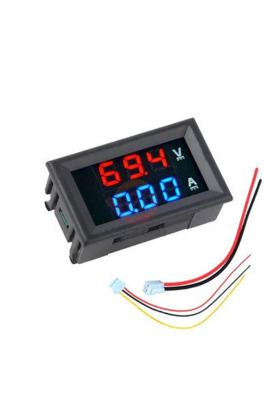 Alkatronik DC 0-100V 10A Dijital Voltmetre Ampermetre DSN-VC288 Mavi Kırmızı 0.28” 3 Hane 7 Segment