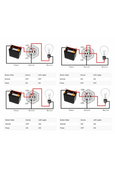 ROBİZ 16mm Metal Panel  Uyumlu  Montaj Düz Kafa Latch Buton NO NC Power Sembol Led Işıklı - Resim 8