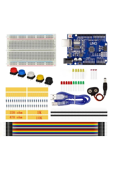 ROBA Arduino Uno Başlangıç Seti 77 Parça Breadboard Direnç Buton Led Kutulu - 4