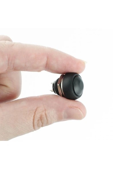 ROBİZ 12mm Pbs-33b 2 Pin Push Buton Siyah On Off 1a 250v Mini Yuvarlak Su Geçirmez Anahtar Momentary - 2