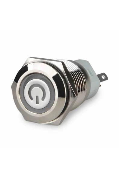 ROBİZ 16mm Metal Panel  Uyumlu  Montaj Düz Kafa Latch Buton NO NC Power Sembol Led Işıklı - Resim 5